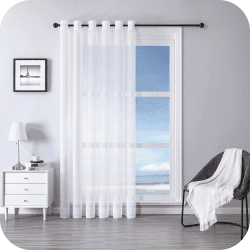 MRTREES Stores Gardine Weiß Wohnzimmer Gardinen modern Schlaufenschal 1er Set 225×300cm (H×B) Vorhänge mit Ösen in Leinenoptik halbtransparent Schals Vorhang kurz H225 x B300 cm (1er Pack) Weiß