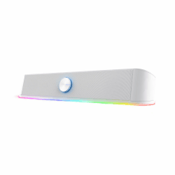 Trust Gaming GXT 619W Thorne Soundbar mit RGB Beleuchtung 12W, Stereo Computer Boxen, Klinke 3,5 mm AUX, Kompakte 2.0 PC Lautsprecher USB für Desktop, Laptop - Weiß