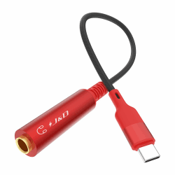J&D 6,35mm TRS Buchse zu USB-C Stereo-Audio-Adapterkabel mit Nylongeflecht für Verstärker, Mischer, Heimkinos, 6,35mm Kopfhörer, Kompatibel mit iPhone 15/15+/15 Pro/15 Pro Max, 1 ft / 0,3 m, Rot 0.3 m Rot