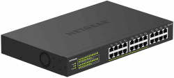 NETGEAR GS324P 24 Port Gigabit Ethernet LAN PoE Switch (mit 16x PoE+ 190W, Plug-and-Play Netzwerk Switch, Desktop oder 19 Zoll Rack-Montage, energieeffizient, robustes Metallgehäuse), schwarz Unmanaged POE+ 190W 24-Port