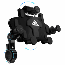 EFEALL Aluminiumlegierung Motorrad Handyhalterung, MotorräDer Handyhalter mit vibrationsdämpfer, 360° Drehbar Motorradhalterung Mountainbike Fahrrad Handy Halterung für 4,0-7,0 Zoll, Schwarz Schwarz - Lenker