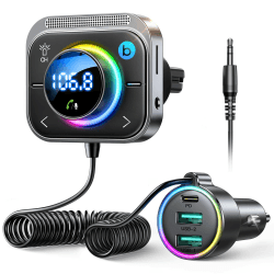 JOYROOM Bluetooth 5.3 Adapter Auto,【Bass Boosted & Hi-Fi Stereo】Musik FM Transmitter ,【30W PD & Dual 18W QC 3.0】Freisprechanlage für Unterstützung Aux Ausgang & TF Karte ⚡ Schwarz