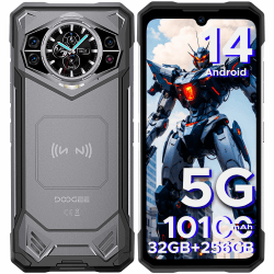 DOOGEE S200 5G Outdoor Handy Android 14,32GB+256GB Outdoor Smartphone Ohne Vertrag, 6.72" FHD+ 120Hz 1.32" AMOLED Heckdisplay, 100MP+20MP 10100mAh, IP68/IP69K/MIL-STD-810H, Dual 5G SIM/OTG/NFC/GPS Grau