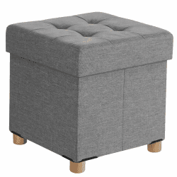 SONGMICS Sitzhocker mit Stauraum, kleine klappbare Sitzbank, 38 x 38 cm Fußbank, Aufbewahrungsbox, bis 300 kg belastbar, für Wohnzimmer Schlafzimmer Schlafsaal, Taubengrau LSF14GYX Taubengrau 38T x 38B x 40H cm
