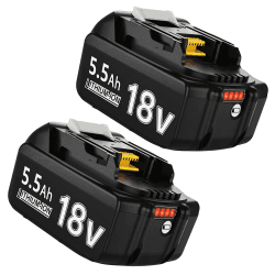 2 Stück 5500mAh Ersatzakku für Makita 18V 5,5Ah Akku Li-ion BL1850 BL1850B BL1830 BL1860B BL1845 BL1835 BL1815 194205-3 LXT-400 BL1860 with LED Werkzeugakku 5.5Ah * 2