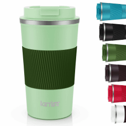 KETIEE Kaffeebecher to go,510ml Thermobecher Kaffee-to-go,Kaffeebecher Thermo,Doppelwandig Reisebecher Travel Mug,Vakuum Isolierbecher mit auslaufsicherem Deckel für Kaffee und Tee,Grün B05 Grün 510ml 1 Stück (1er Pack)