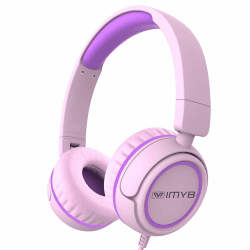 IMYB Kinder kopfhörer, Kopfhörer für Kinder mit Kabel, faltbar, Stereo Sound, Sichere Lautstärkebegrenzung, 3,5 mm Jack, Over Ear Kinderkopfhörer für Schule, Junge, Mädchen, Tablet, PC, Rosa