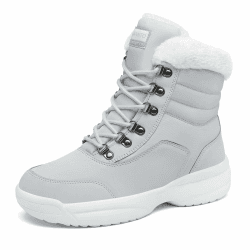 DANNTO Winterstiefel Damen Warme Gefütterte Winterschuhe Schneestiefel für Frauen Wanderschuhe Trekkingschuhe 39 EU Hellgrau