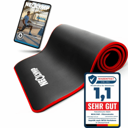 NEOLYMP extra dicke und rutschfeste Fitnessmatte mit Fitness E-Book und Tragegurt - Pilatesmatte, Yoga Matte, Sportmatte, Gymnastikmatte, Trainingsmatte Fitnessmatte breit