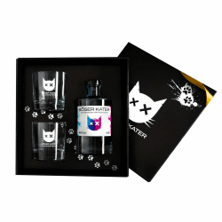 Böser Kater Magic Two Faced Gin mit Farbwechsel-Effekt von Blau zu Violett durch Tonic Water, Geschenkset mit 2 Gläsern, das perfekte Geschenk in hochwertiger Box 0,5l 40% Vol. Magic Two Faced Gin Geschenkset mit 2 Gläsern
