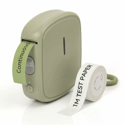 prt Qutie Bluetooth Beschriftungsgerät Selbstklebend, Tragbarer Mini Etikettiergerät, USB Aufladen Etikettendrucker, labelmaker für Zuhause, Büro, Datum, Name, Kompatibel, iOS & Android，Weiß Drucker + 1 Rolle Grün