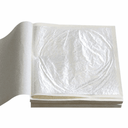 KINNO Essbare Blattsilber echtes Silber zum Basteln 11 cm x 11 cm Lebensmittel Kuchen Backen Torten Schokolade Dekorfolie Künstlerbedarf 10 Blatt Lose 10 Stück 11cm Silber