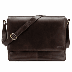 LEABAGS Leder Umhängetasche Herren & Damen I Messenger Bag mit Schultergurt I Echtleder Laptoptasche bis 15 Zoll I Schultertasche I Arbeitstasche I Tragetasche I Handtasche Einheitsgröße Mocca
