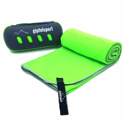 gipfelsport Mikrofaser Handtuch mit Case Eva-grün/grau 1x M(110x50cm) Eva_grün modern