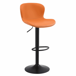 Youhauchair Barhocker, Barhocker Höhenverstellbar aus PU-Leder, wasserdicht und verschleißfest, Hocker mit Rückenlehne und Fußstütze, Drehbarer bar Stool, modern, Orange Orange 1er-Set