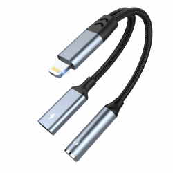 2 in 1 Kopfhörer Adapter für iPhone, Lightning auf Klinke 3.5mm Kopfhörer Charge Adapter Headphone Jack Aux Adapter Ladegerät Splitter Konverter mit iPhone 14/12/11/XR/8/7/iPad (Kann Nicht anrufen)