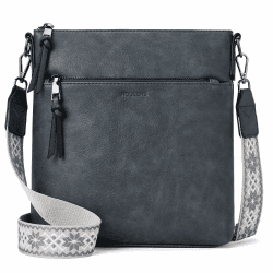 Roulens Mittel Damen Umhängetaschen, Leicht Damen Schultertasche aus Veganes Leder, Crossbody Bags für Frauen mit Verstellbar Abnehmbar Breiter Gurt A-klassisches Grau