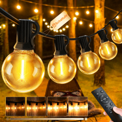 JEYMORKEY Lichterkette Led Außen Strom Outdoor - 30M 100FT G40 Glühbirnen Garten Beleuchtung Balkon Lichterketten Aussen IP44 Wetterfest Pavillon String Lights mit Fernbedienung für Terrasse Party 30M/100FT