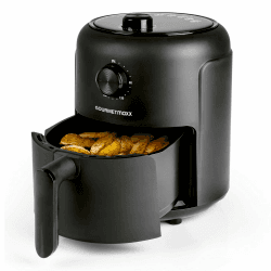 GOURMETmaxx Heißluftfritteuse | 2,3L Airfryer mit Timer, Touchscreen | Fritteuse mit 8 Funktionen & 7 Programmen | Energiesparend frittieren, nahezu ohne Öl | Minibackofen - 1000 W Schwarz 2,3 Liter