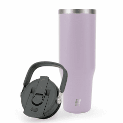 Riley Joy 2.0 Trinkflasche Edelstahl 1L Thermobecher mit Strohhalm und Henkel - Spülmaschinenfest - Auslaufsicherer Kaffeebecher to Go - Lila 1000 ml Lila