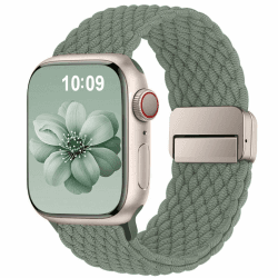 Higgs Geflochtenes Armband Kompatibel mit Apple Watch Armband 40mm 41mm 42mm 38mm Damen Herren, Magnetisch Verschluss Elastisch Stoff Sport Nylon Armbänder für iWatch SE Series 10 9 8 7 6 5 4 3 2 1 Olivgrün 38mm/40mm/41mm/42mm(Series 10)