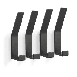 PDGROW® Kleiderhaken 4 Stück, Handtuchhaken zum Bohren(Schrauben unsichtbar!), Garderobenhaken Wand Moderne Garderobenleiste für Jacken, Mäntel, Kleidung, Schals, Handtaschen und Mehr (Schwarz) 4 Schwarz