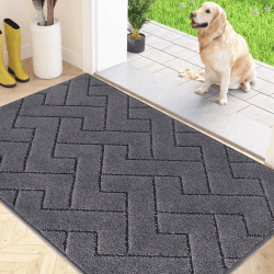 FCSDETAIL Schmutzfangmatte Innen 80 x 120 cm, rutschfeste Fußmatte, waschbar Sauberlaufmatte, absorbierend Türmatte, Fussmatte Teppich für Hund, Eingang, Haustür & Flur 80 x 120 cm (Rechteckig) Grau