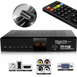 Hd-Line 20500 S Digitaler Satelliten HD Receiver (HDTV, DVB-S/DVB-S2, HDMI, AV, 2X USB 2.0, Full HD 1080p, Digital Audio Out) [Vorprogrammiert für Astra, Hotbird und Türksat] Schwarz Single