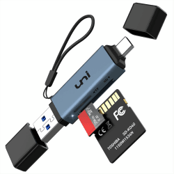 uni SD Kartenleser, USB Kartenleser 3.0, USB C Kartenleser Aluminum 2in1, OTG Adapter, Kartenlesegerät USB C, kompatibel mit Android/Windows/Mac/iPad OS usw. blau