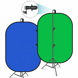Neewer Chromakey Hintergrund 5 x 7 ft/1,5 x 2 m, faltbar, mit Halterung von 2,6 m, Hintergrund grün, blau, grün, umkehrbar, 2-in-1, für Fotostudio, Live-Streaming, Videoanrufe, Spiele Grün / Blau.