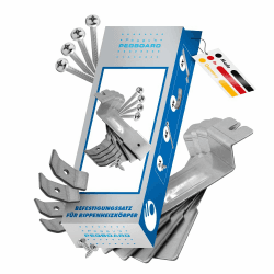 Pegboard - 1 x Set Halterung für Heizkörperverkleidung aus 2 mm Stahlblech verzinkt für Rippenheizkörper und Röhrenheizkörper, Befestigungssatz mit 4,5 cm Breite zum Einhängen - Made in Germany 1er Set