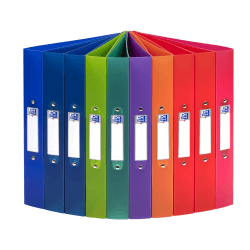 Oxford Ringbuch A4, Rückenbreite 4 cm, 2 Ringe, Kunststoff, 8 Farben, 10 Stück