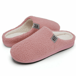 Damen Herren Hausschuhe aus Memory-Baumwolle Drinnen Pantoffeln im Herbst und Winter für Drinnen und Draussen 38/39 EU Bohnenrosa