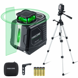Kreuzlinienlaser mit Stativ, Firecore Selbstnivellierender Laser mit horizontalen und vertikalen Linien, Baulaser Kreuzlaser Linienlaser mit Magnethalter 4×AA-Batterien, für Innenbereich Baustelle G30 Laser mit Stativ