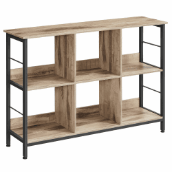 VASAGLE Regal mit 2 Ebenen, Bücherregal, Standregal mit 6 Fächern, für Wohnzimmer, Schlafzimmer, Arbeitszimmer, Küche, 33 x 120 x 80 cm, kamelbraun-tintenschwarz LLS104B50 33T x 120B x 80H cm Kamelbraun + Tintenschwarz