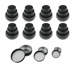 48 Stück Schwarze runde Aluminium-Dosen Schraubdeckel Metalldosen Leere Slide-Container (gemischte Größen)