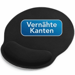 Sidorenko Mousepad mit Handauflage 26x23cm - Mauspad mit Vernähte Kanten - Schwarzes Mauspad mit Gelkissen - Gel Mouse Pad rund für Büro und Gaming, Ergonomische Maus Pad, Mouspad Handgelenkauflage