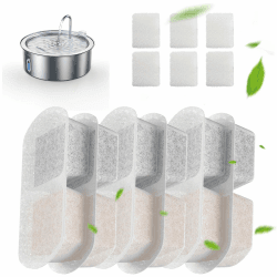 FEELNEEDY 6 Stück Aktivkohlefilter und 6 Stück Schwämme für Wasserpumpe, kompatibel mit 7 Liter Trinkbrunnen für Hunde und Katzen (FN-W14) Ersatzfilter Einzeln Verpackt 6 Filters+6 Schwämme