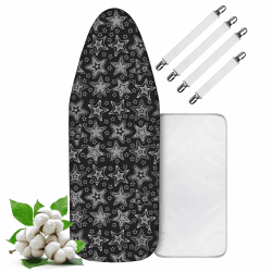 LaFleurs® Bügelbrettbezug 120x40 I mit Bügeltuch I Bügeltischbezug für Dampfbügeleisen I Baumwolle Komfortpolster I für 110-122cm x 30-40cm Bügelbrett I Bügelbrettbezug für Dampfbügelstation Schwarz M