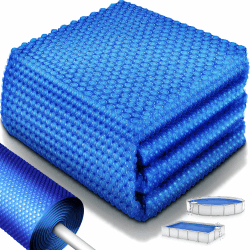 tillvex® Premium Pool Solarabdeckplane 400 µm Rund Ø 244 cm | Solarfolie Wärmeplane zuschneidbar | Solarplane Solarabdeckung | Poolheizung Poolsolarplane für Wassererwärmung Ø 244 cm Blau