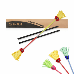 Diabolo Freizeitsport Flowerstick Pro Short (gelb-rot) - kurzer Flowerstick aus Fiberglas inkl. 2 Handstäben, UV reaktiv, handbemalt, Festival-Hingucker, ideal für Fortgeschrittene & Profis