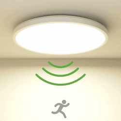 zemty LED Deckenleuchte mit Radar Bewegungssensor 19W 4000K, Flache Lampe mit Bewegungssensor Innen, 22cm 1800LM Runde Deckenleuchte Bewegungssensor IP44 Wandleuchte für Balkon Keller Flur Garage Weiß-4000k Ø22CM-1ER