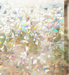 rabbitgoo Fensterfolie Blickdicht Selbsthaftende, Sichtschutzfolie Fenster Bunt, 3D Regenbogen Folie Fenster 44.5x200cm Statisch Haftend ohne Klebstoff Anti UV Sonnenschutz für Büro Wohnzimmer 44.5 x 200 cm Natur