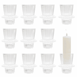 Zfseyuh Kerzenständer Glas 10 STK Kerzenständer Set Teelichthalter Glas Kerzenhalter Stabkerze Kerzenhalter für Spitzkerzen Perfekt für Weihnachtsdeko Tischdeko Hochzeit Party Deko