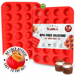 Walfos Mini Silikon Cupcake Pan Set,2 Stück Mini 24 Tassen Muffin Form, BPA frei und spülmaschinenfest, Antihaft-Silikon-Backform, ideal für die Herstellung von Muffin-Kuchen Mini-Muffinform 2Stück:24Tassen Mini