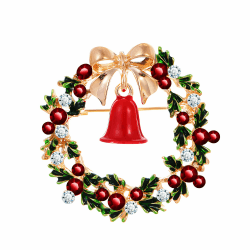 KristLand Weihnachtskranz Brosche Damen Weihnachten mit Glitzernder Kristallstein Brosche Schal Clips für Männer Frauen Schmuck Weihnachtskranz-3