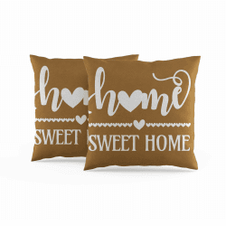 ggaimwf 45x45cm Kissenbezug Home Sweet Home Braun Couchkissen Weiche Leinen Dekorative Kissenbezüge für zu Hause für Sofa Wohnzimmer Schlafzimmer Kissen mit unsichtbarem Reißverschluss 2er-Set 45 x 45 cm, 2 Stück Bdgd00097