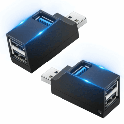 AXFEE 3 Port USB 3.0 Hub, Mini USB-Hub mit Mehreren USB-Anschlüssen 1 USB 3.0+2 USB 2.0, USB Splitter Erweiterung Adapter, Datenhub für Laptop MacBook Desktop-PC kompatibel mit Flash-Laufwerk Tastatur Mini USB 2 Stück-Schwarz