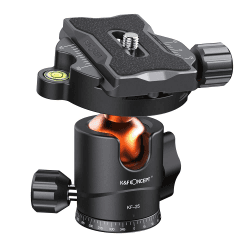 K&F Concept KF25 Kugelkopf Stativkopf, Kamera Kugelkopf mit 1/4 Zoll Schnellwechselplatte und Wasserwaagee, 8 kg Tragkraft, für Stativ, Einbeinstativ, Kamera Slider, Spiegelreflexkamera KF25 + 8KG Charge
