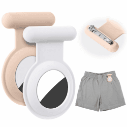 AXFEE Versteckte Airtag-Hülle, Silikon AirTag Schutzhülle für Kinder, Hülle für A-pple AirTag, Airtag-Schlüsselanhänger und Airtag-Halsband, Case Cover für Kinder Senioren Haustiere Kleidung Erwachsene 2 Stück (Weiß + Rosa)